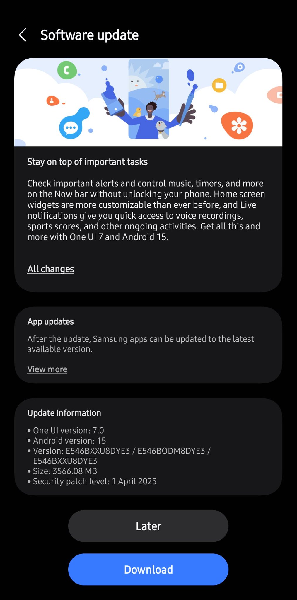 samsung galaxy f54 android 15 one ui 7.0 update india